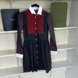 Girls Polo Ralph Lauren Plaid Long Sleeve Dress with White Collar size 14